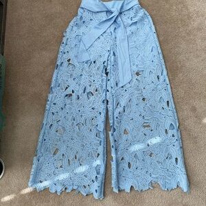 NWOT 2 piece Light Blue Lace Wide-Leg Pants and blouse